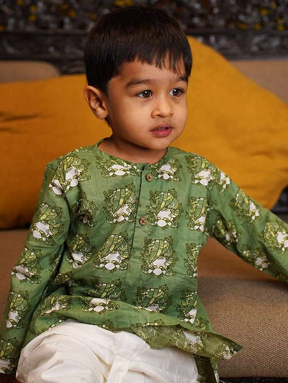 boys printed long sleeve kurta and dhoti set  - 21956483 -  Standard Image - 5