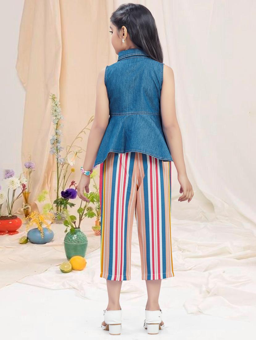 girls striped sleeveless capri set - 21956486 - Standard Image - 3