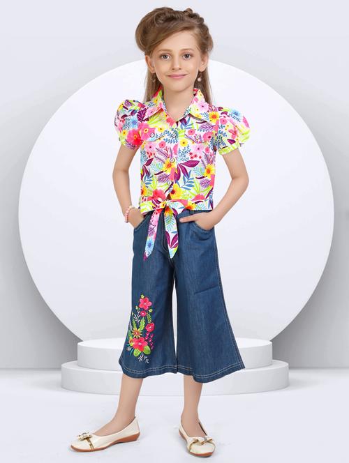 girls floral print trouser and top set  - 21956489 -  Standard Image - 0