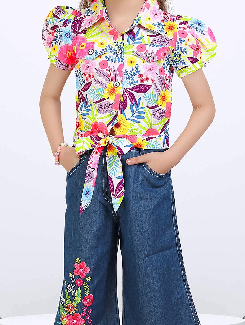 girls floral print trouser and top set - 21956489 - Standard Image - 3