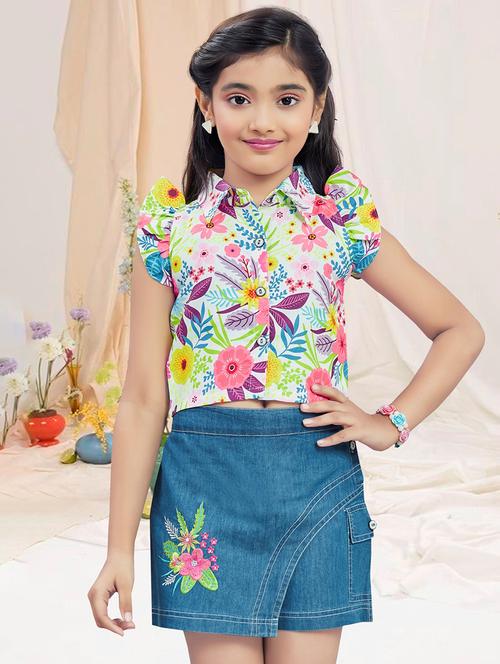girls floral printed short and top set  - 21956495 -  Standard Image - 0