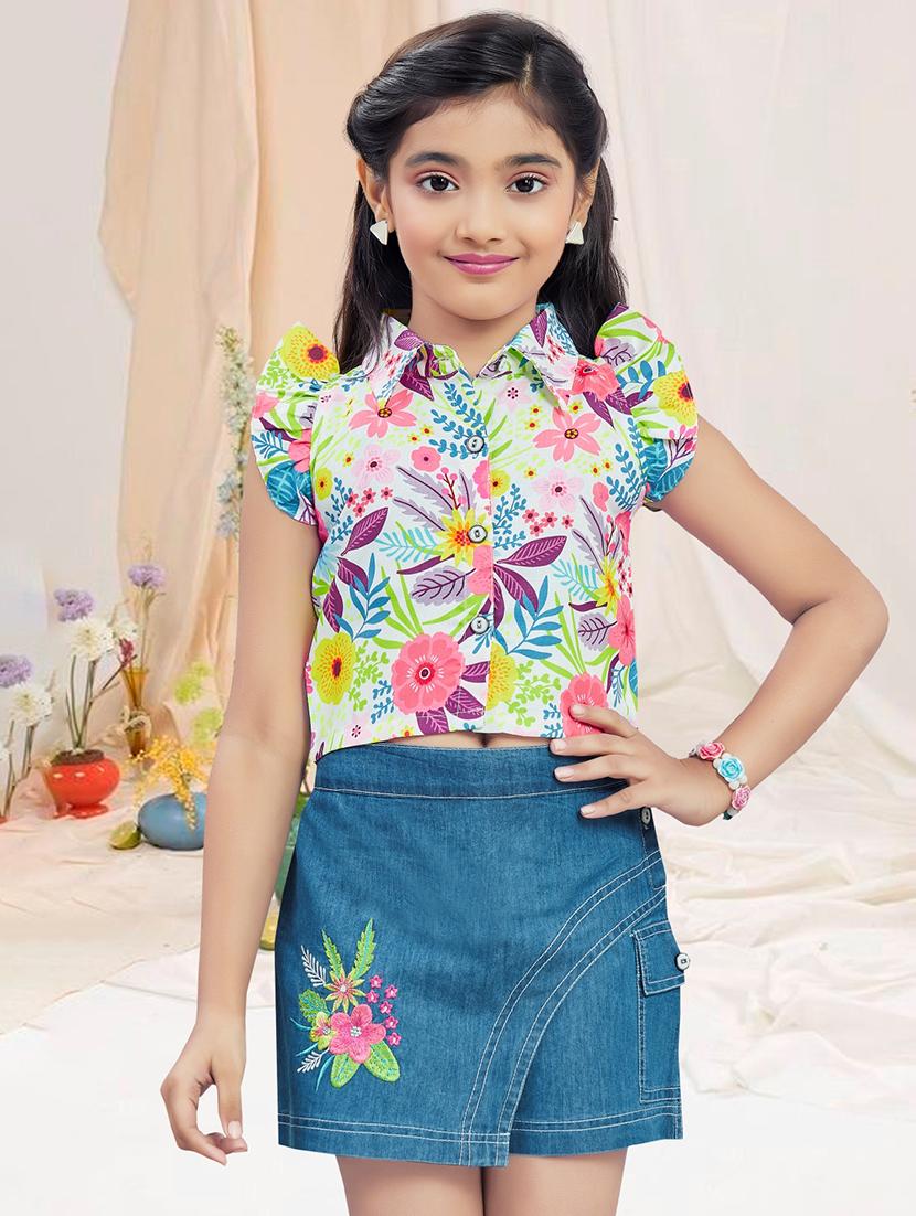 girls floral printed short and top set  - 21956495 -  Zoom Image - 0