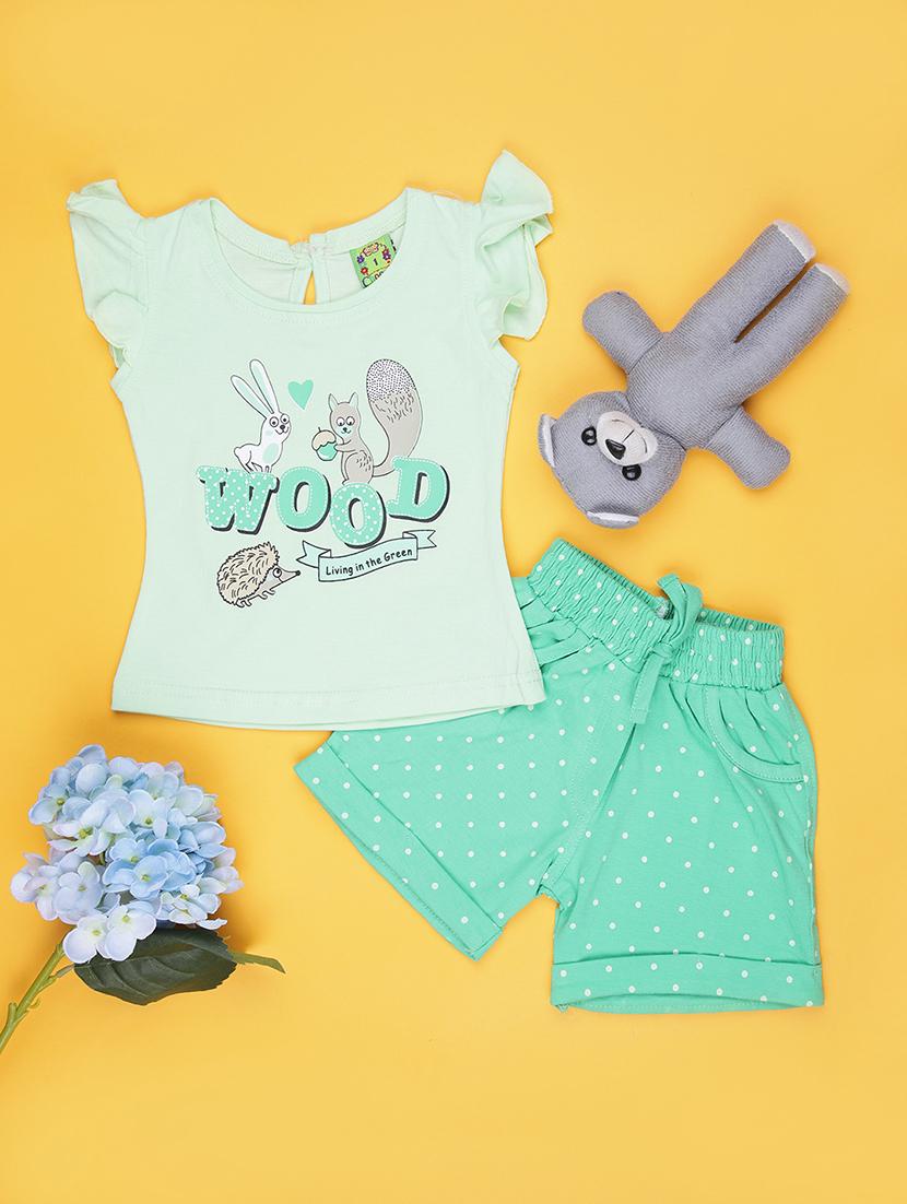 girls printed t-shirt & shorts twin sets - 21956529 - Zoom Image - 0