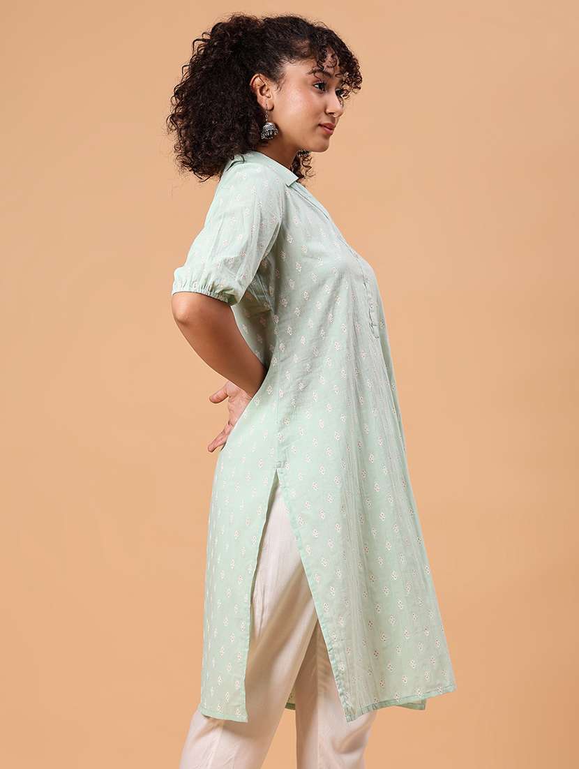 women printed three quarter sleeve straight kurta - 21956534 - Standard Image - 3