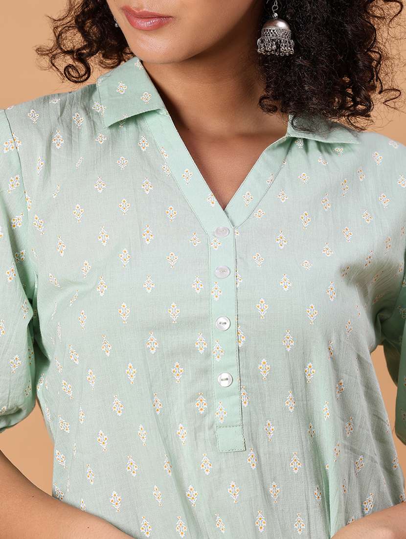 women printed three quarter sleeve straight kurta - 21956534 - Standard Image - 5