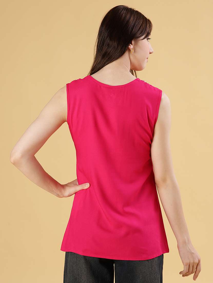 women printed sleeveless straight kurti - 21956549 -  Standard Image - 3