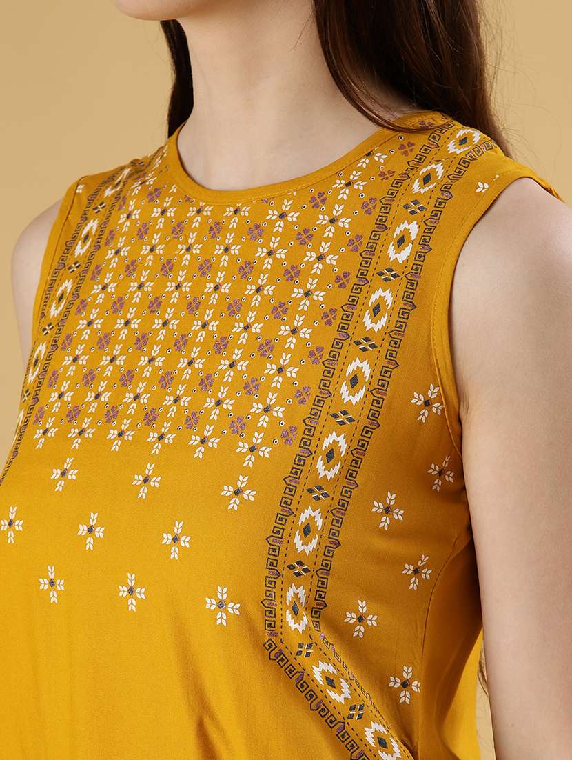 women printed sleeveless a-line kurti - 21956552 -  Standard Image - 5