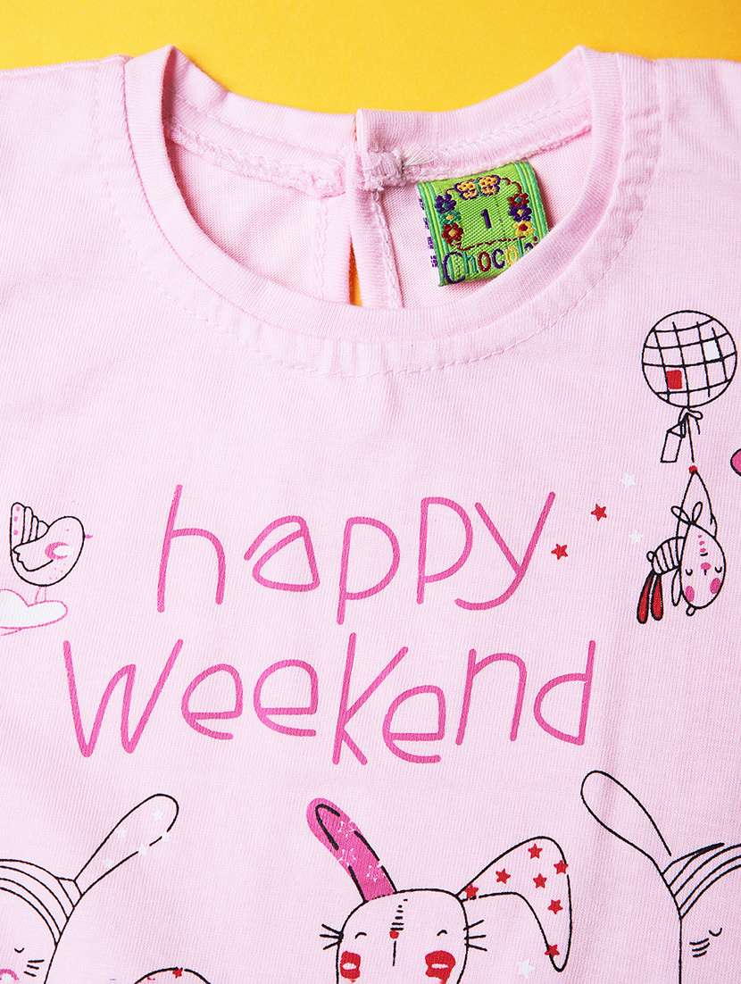 girls printed t-shirt & shorts twin sets  - 21956557 -  Standard Image - 3