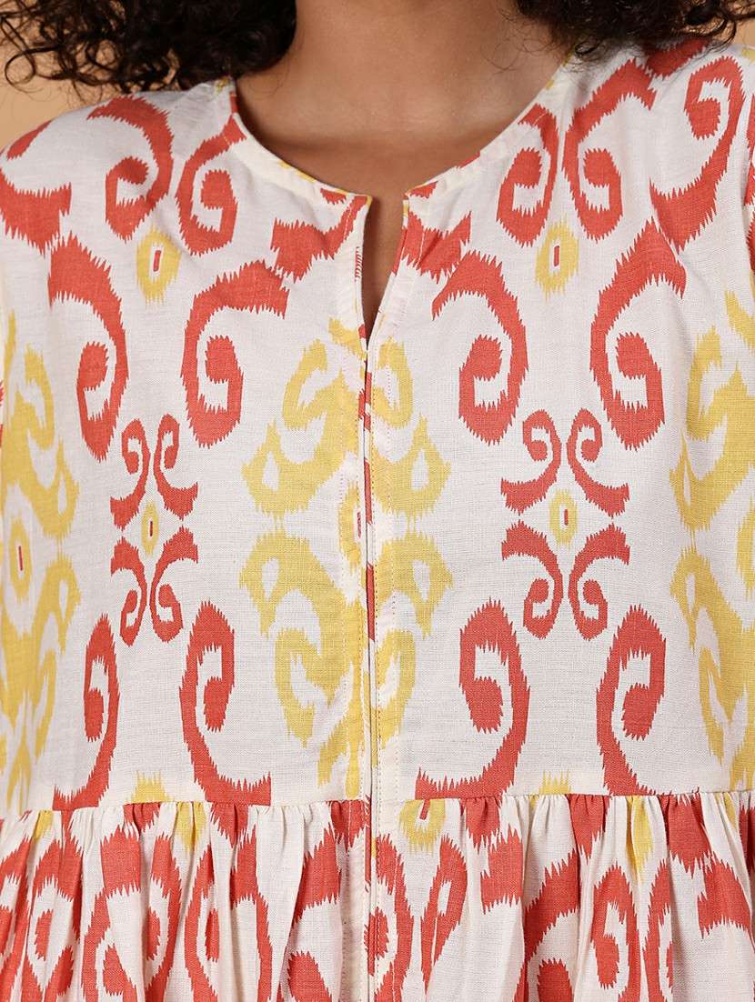 women printed puff sleeve fit & flare dress - 21956593 -  Standard Image - 5