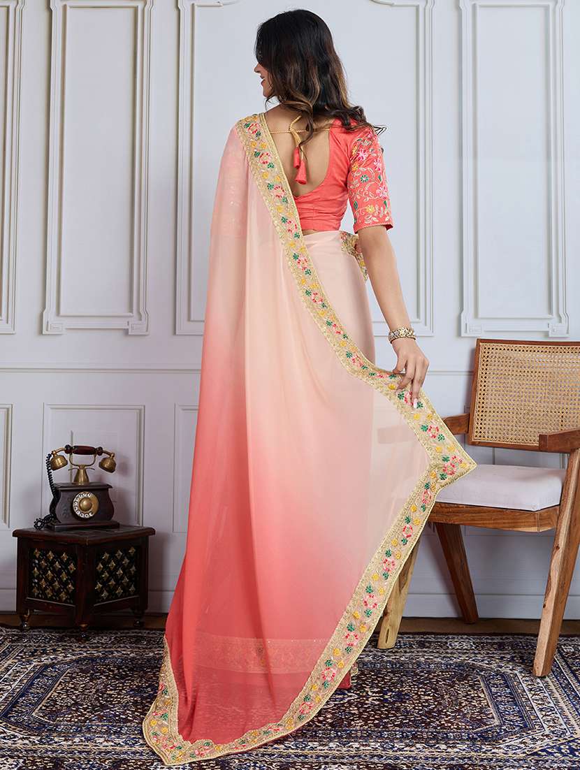 women ombre bordered saree with blouse - 21956640 -  Standard Image - 3
