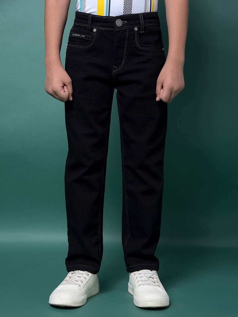 boys solid mid rise straight fit jean