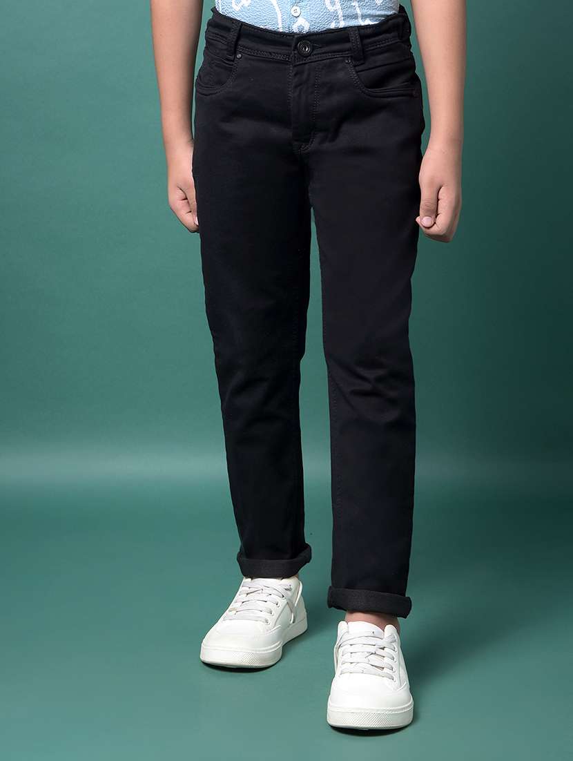 boys solid mid rise slim fit jean