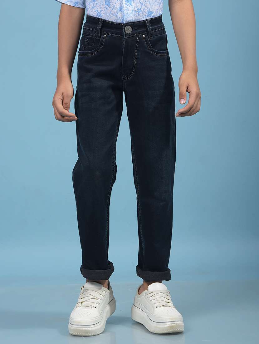 boys solid mid rise straight fit jean