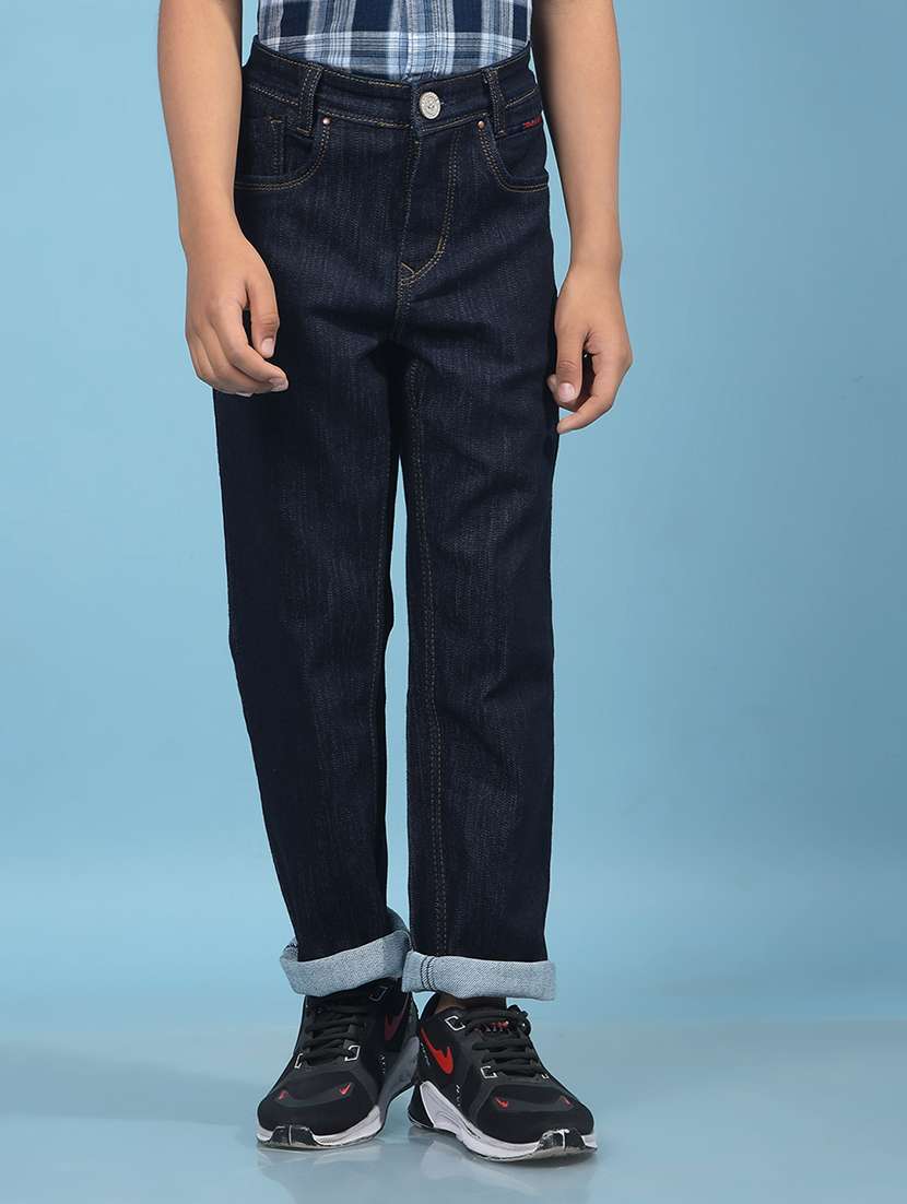boys solid mid rise straight fit jean