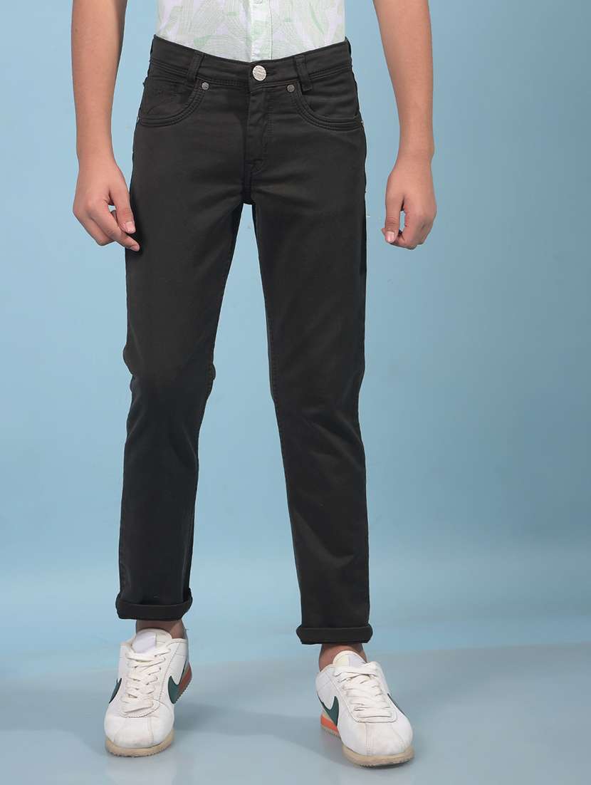 boys solid mid rise slim fit jean