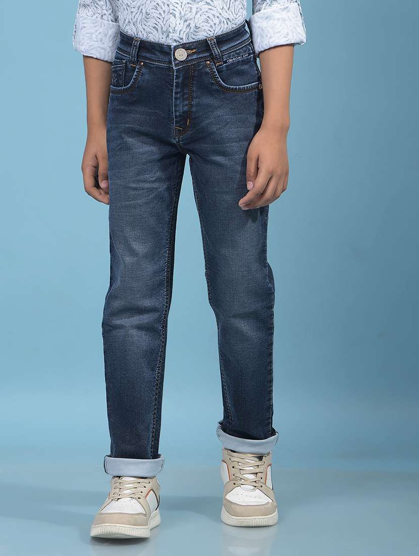 boys solid mid rise straight fit jean