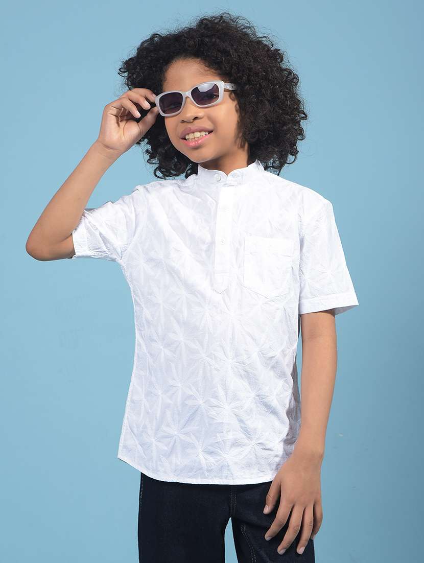 boys embroidered mandarin neck short kurta