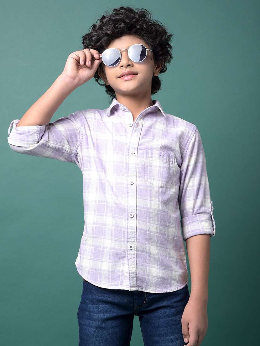 boys checkered long sleeve casual shirt