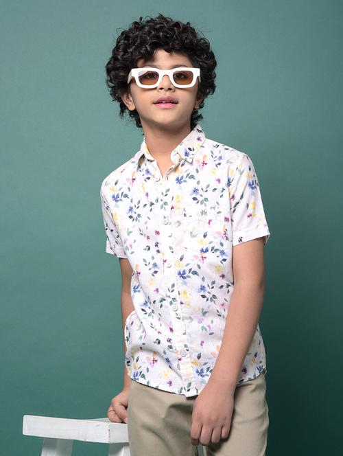 boys floral printed collared short sleeve shirt - 21956686 -  Standard Image - 0