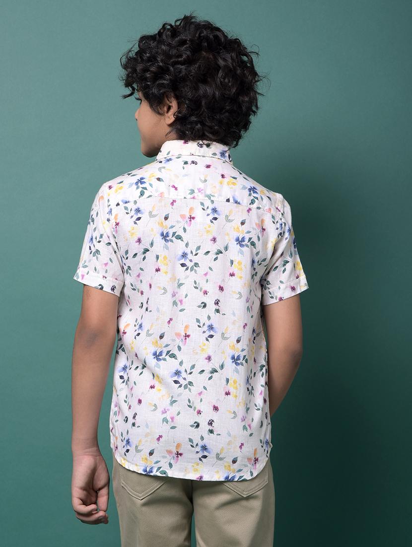 boys floral printed collared short sleeve shirt - 21956686 - Standard Image - 3