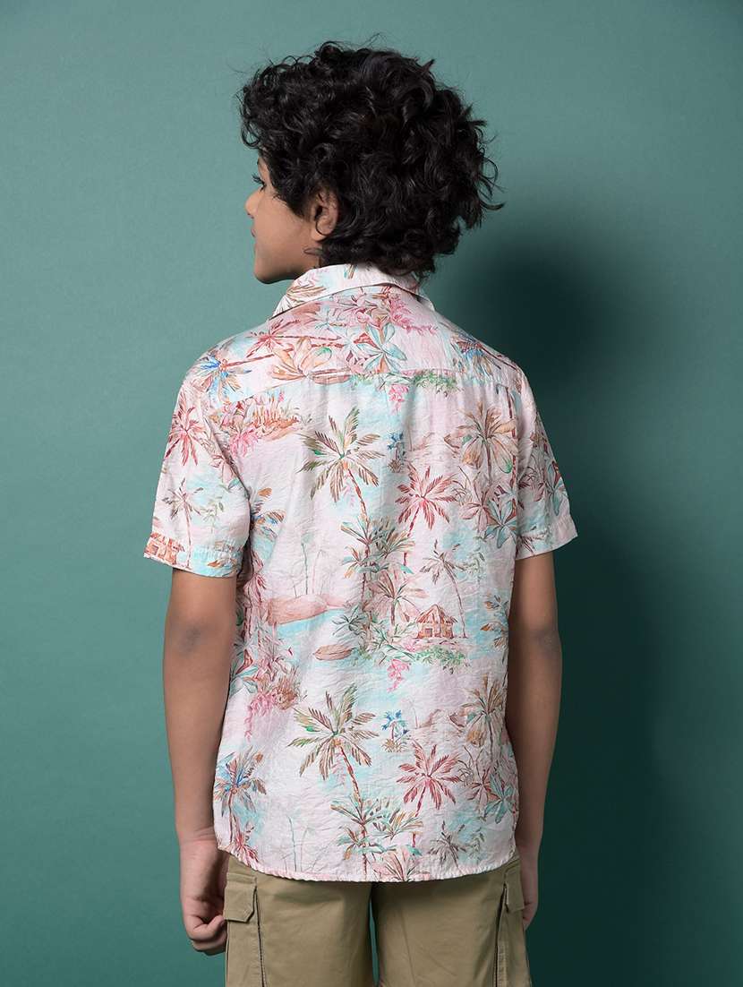 boys floral print collared short sleeve shirt - 21956687 -  Standard Image - 3