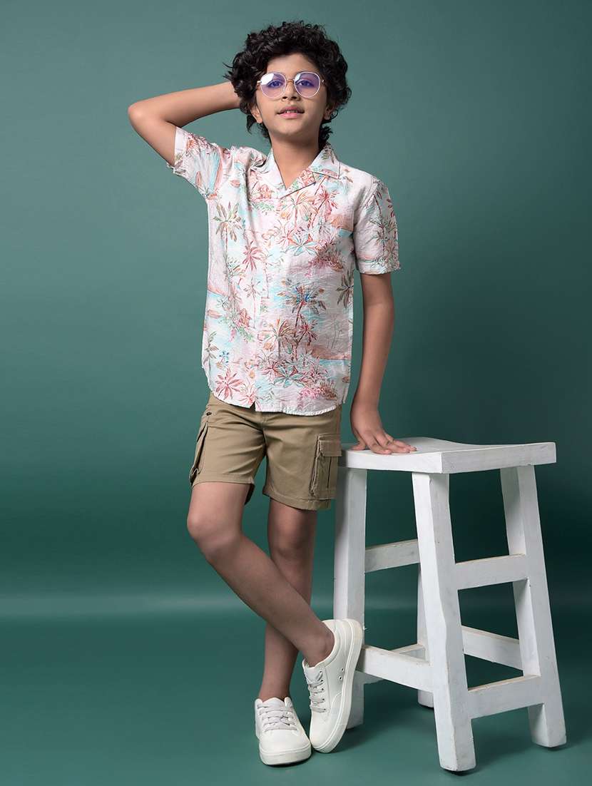 boys floral print collared short sleeve shirt - 21956687 -  Standard Image - 5