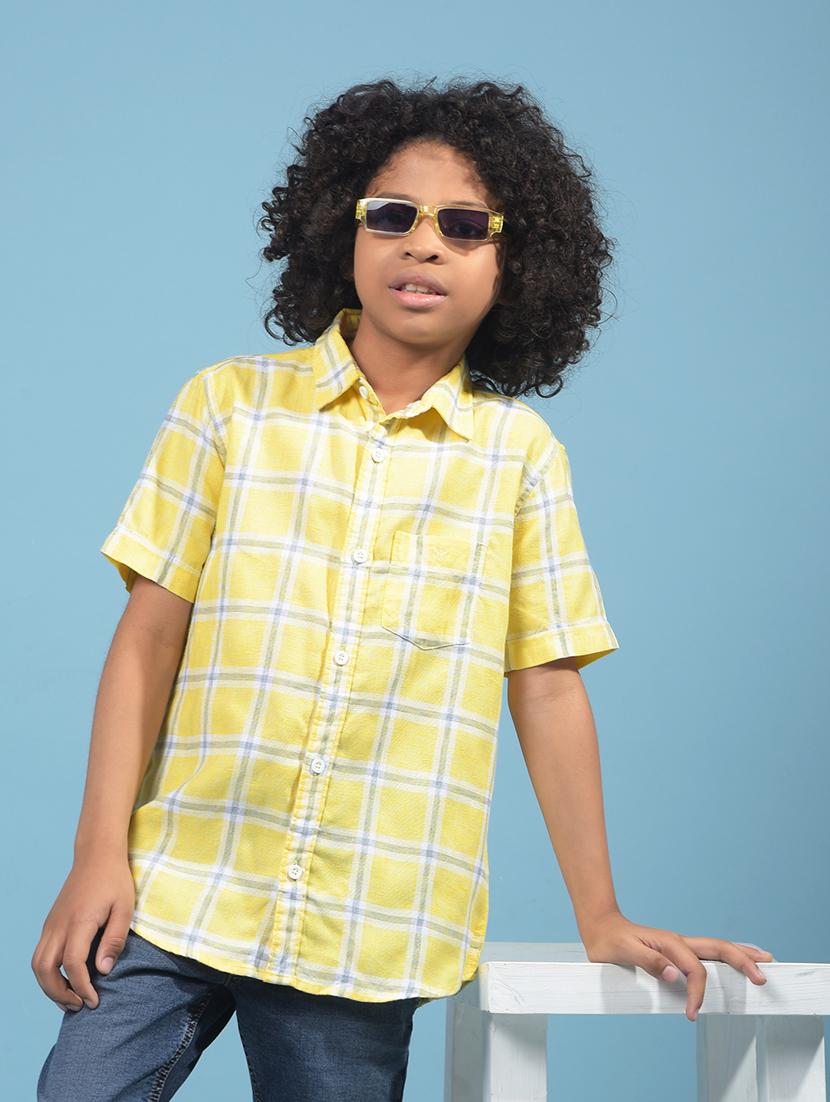 boys checkered collared short sleeve shirt
