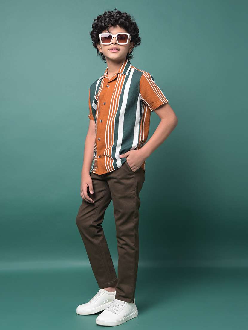 boys striped cuban collared short sleeve shirt - 21956695 -  Standard Image - 5