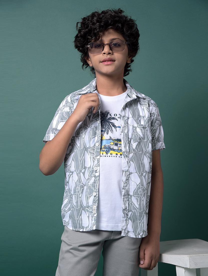 boys printed collared short sleeve shirt - 21956696 - Zoom Image - 0
