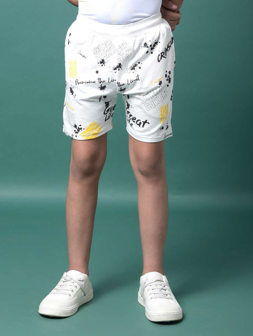 boys printed mid rise regular fit shorts 
