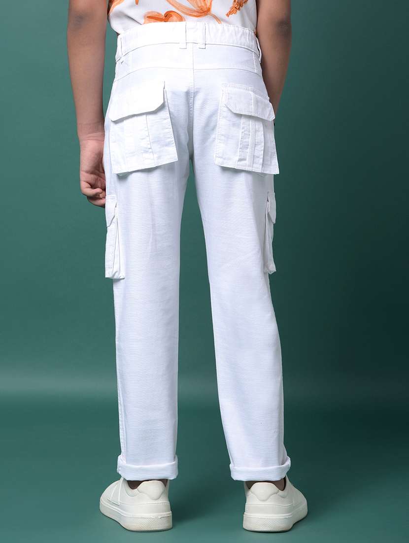 boys solid mid rise relaxed fit cargo  - 21956742 -  Standard Image - 3