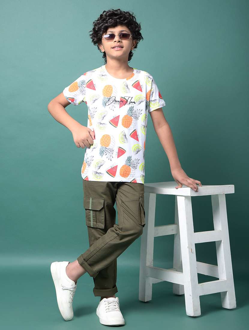 boys solid mid rise relaxed fit cargo  - 21956744 -  Standard Image - 5