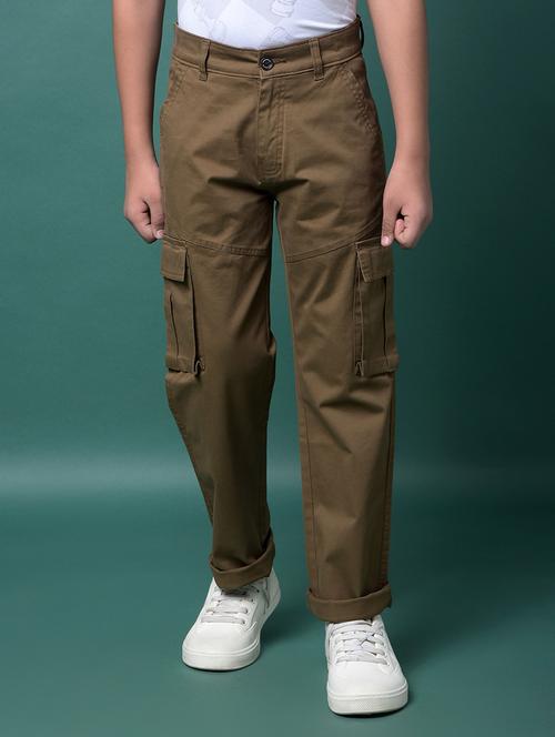 boys solid mid rise relaxed fit cargo - 21956748 - Standard Image - 0