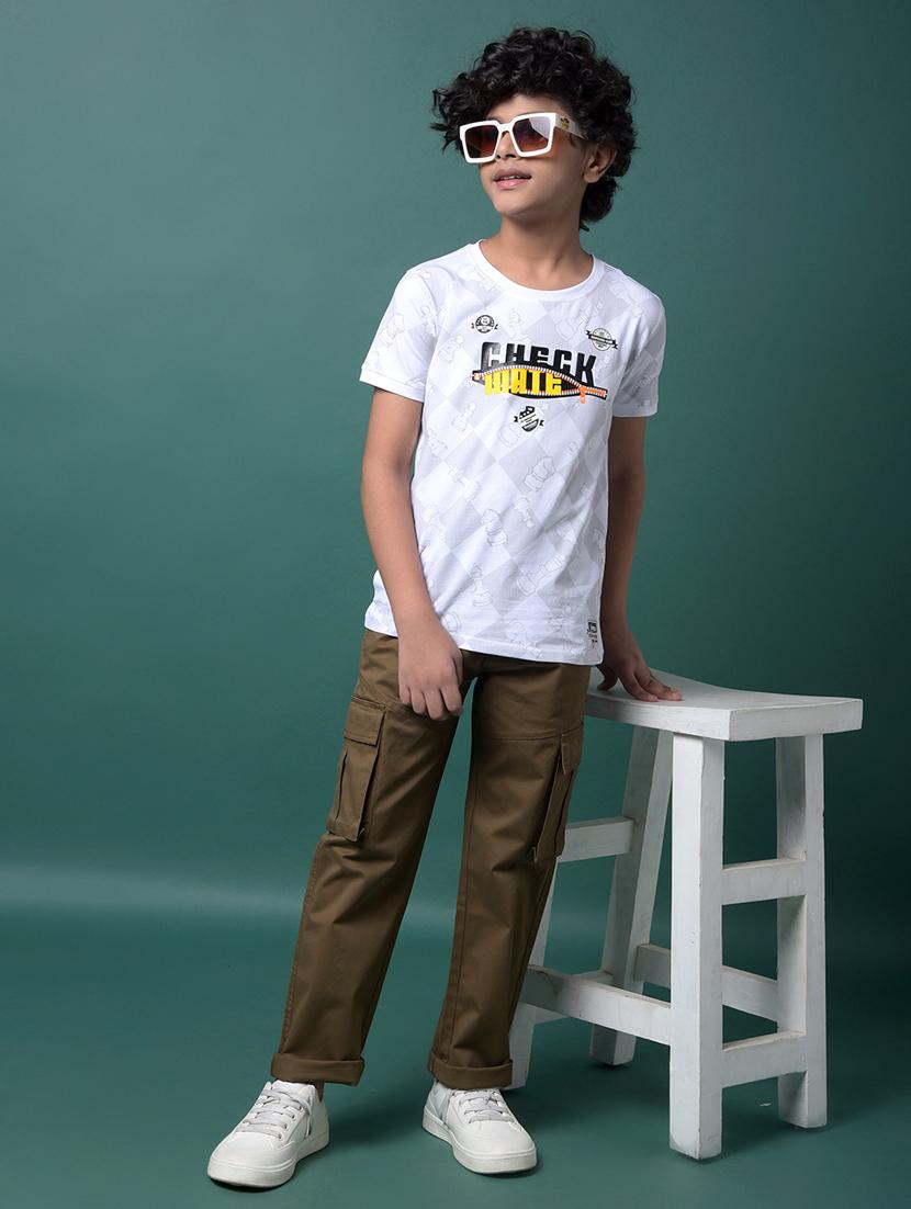 boys solid mid rise relaxed fit cargo - 21956748 - Standard Image - 5