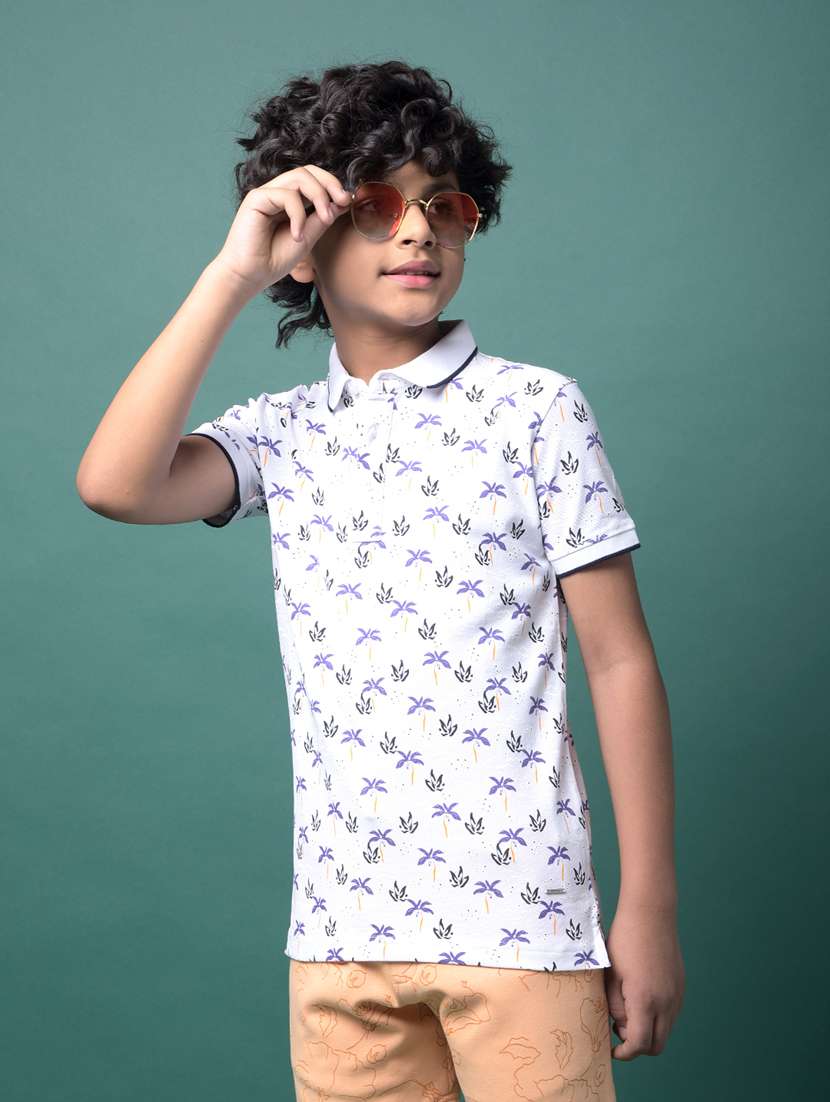 boys printed short sleeve regular fit polo t-shirt
