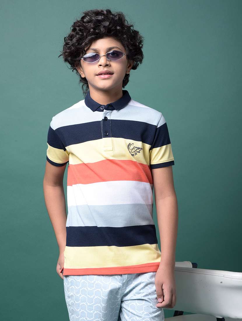 boys color blocked short sleeve regular fit polo t-shirt