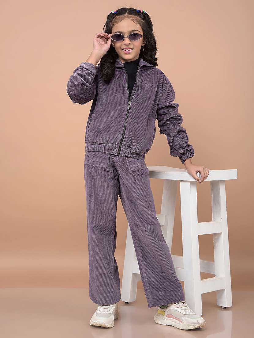 girls corduroy jacket and trouser co-ords set
