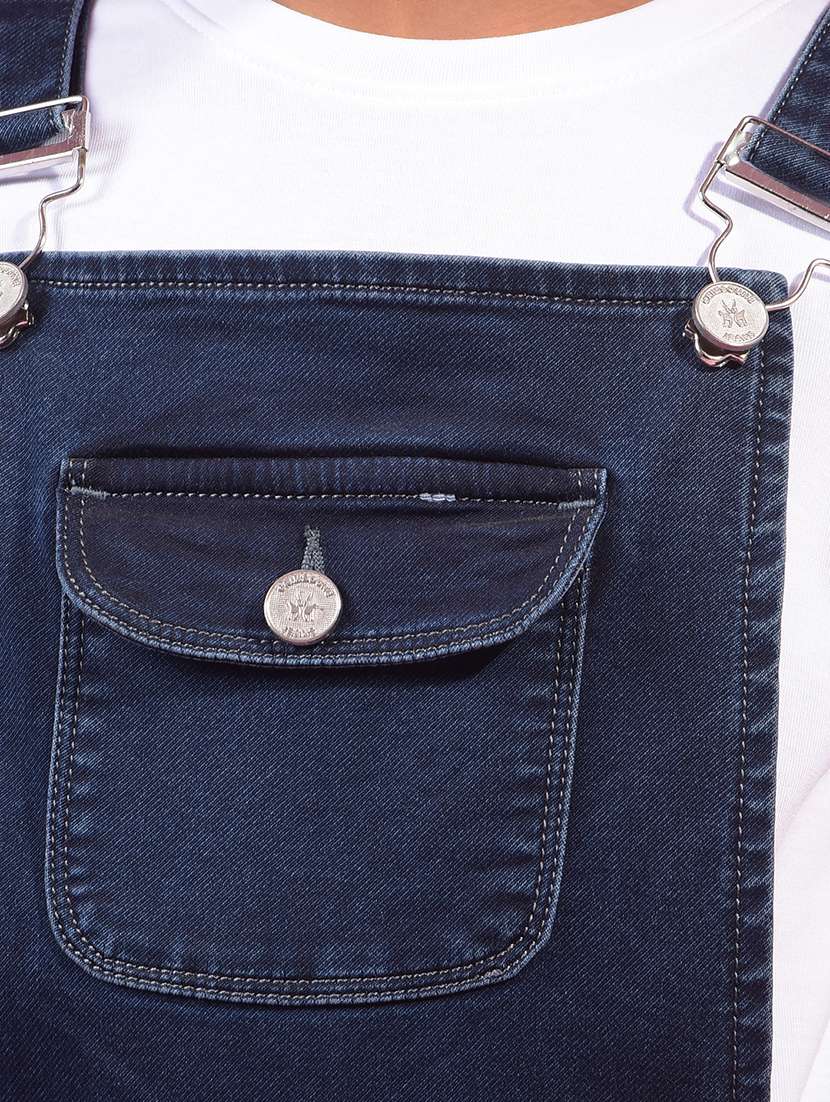 girls' dark blue denim full length dungaree  - 21956783 -  Standard Image - 5