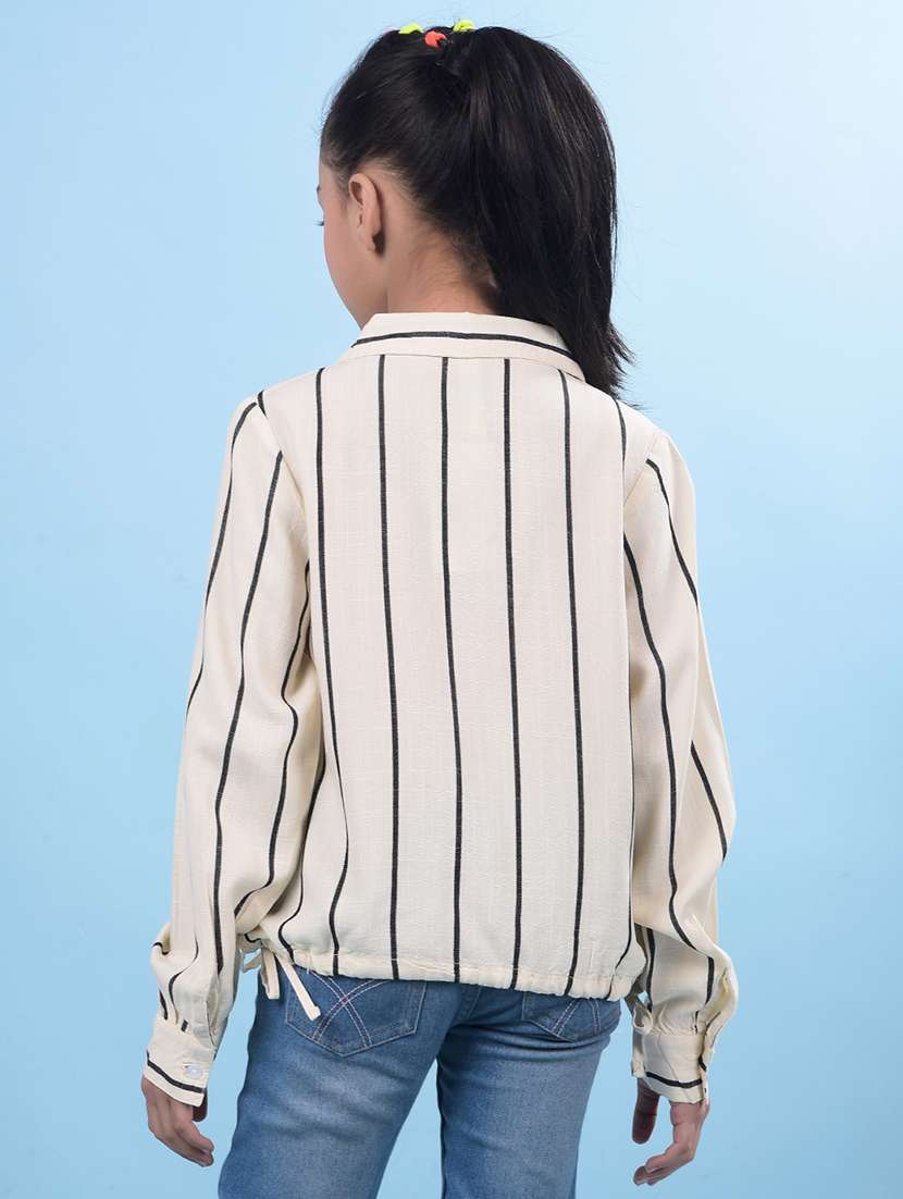 Girls Striped Collared Long Sleeve Shirt Style Top - 21956785 -  Standard Image - 3