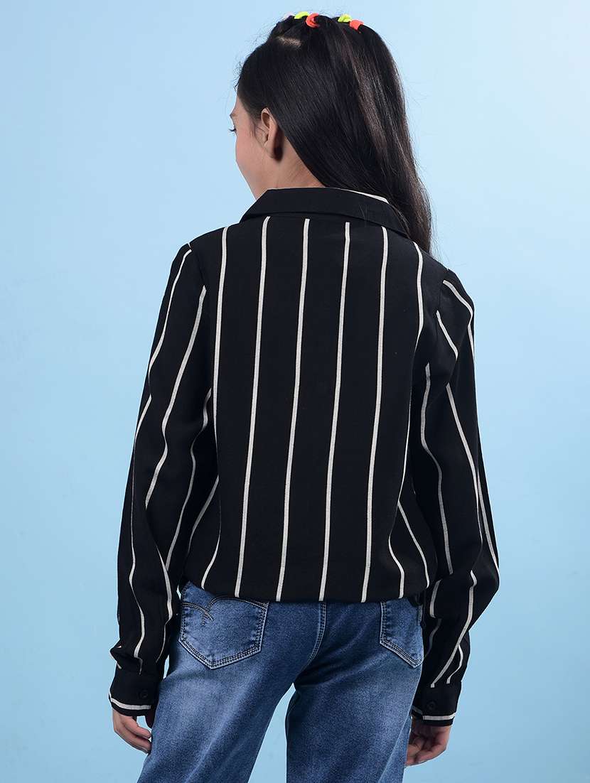 girls striped collared long sleeve shirt style top - 21956786 -  Standard Image - 5