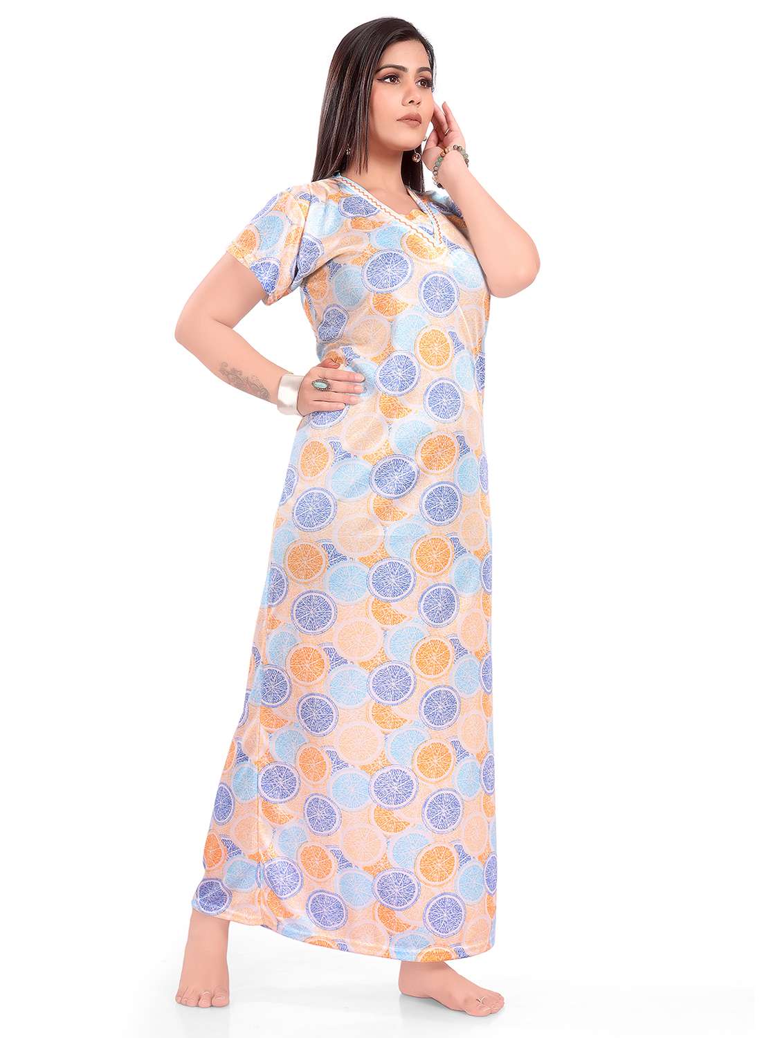 women multi colored short sleeve nighty - 21956795 -  Standard Image - 3