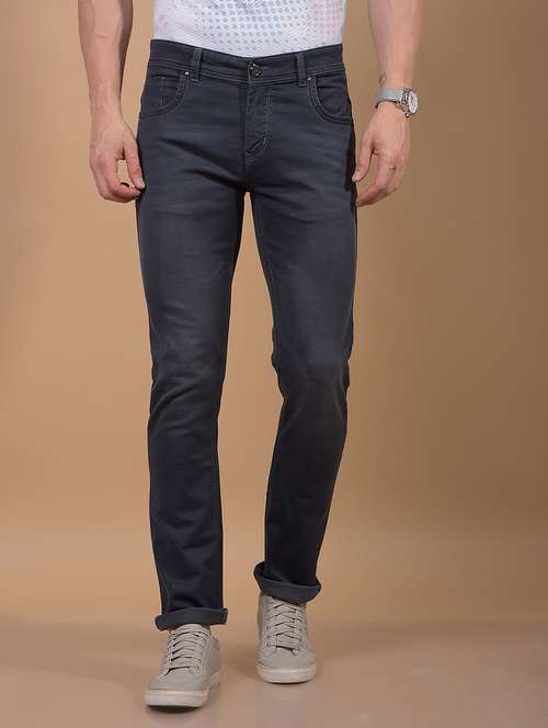 men grey washed mid rise full length jeans - 21956808 - Standard Image - 0