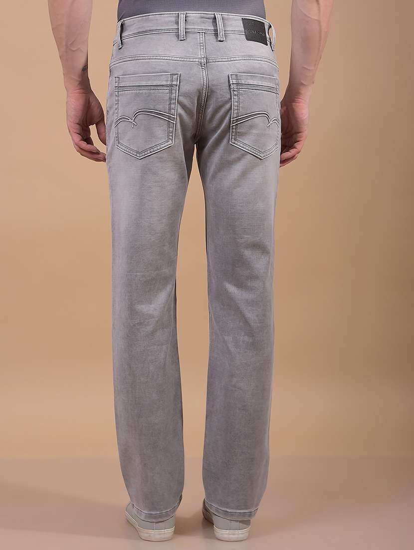 men grey washed mid rise full length jeans - 21956810 -  Standard Image - 3