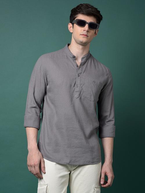 men solid mandarin neck short kurta - 21956814 - Standard Image - 0
