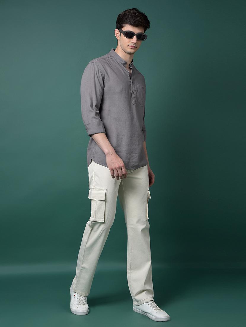 men solid mandarin neck short kurta - 21956814 - Standard Image - 5