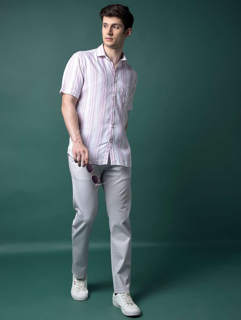 Men Striped Short Sleeve Slim Fit Casual Shirt - 21956825 -  Standard Image - 5