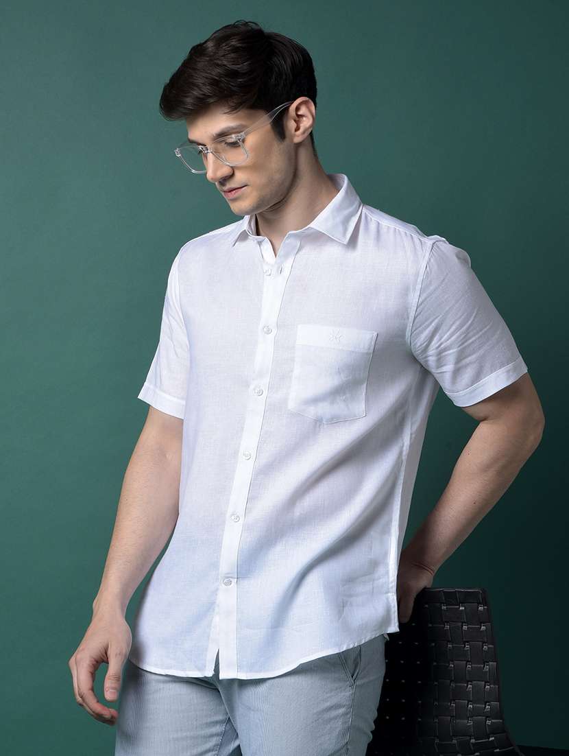 men solid short sleeve slim fit casual shirt