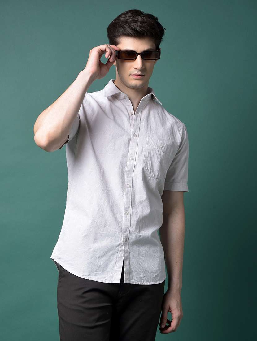 men solid short sleeve slim fit casual shirt