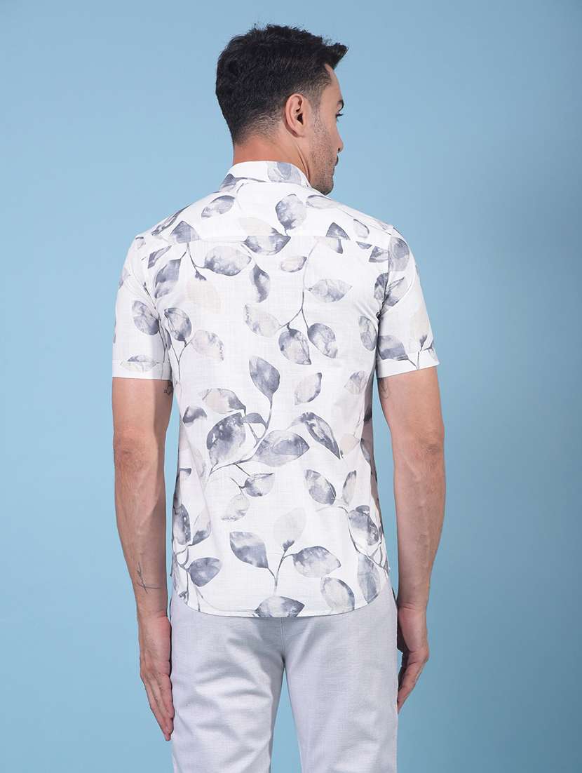men printed short sleeve slim fit casual shirt - 21956836 -  Standard Image - 3