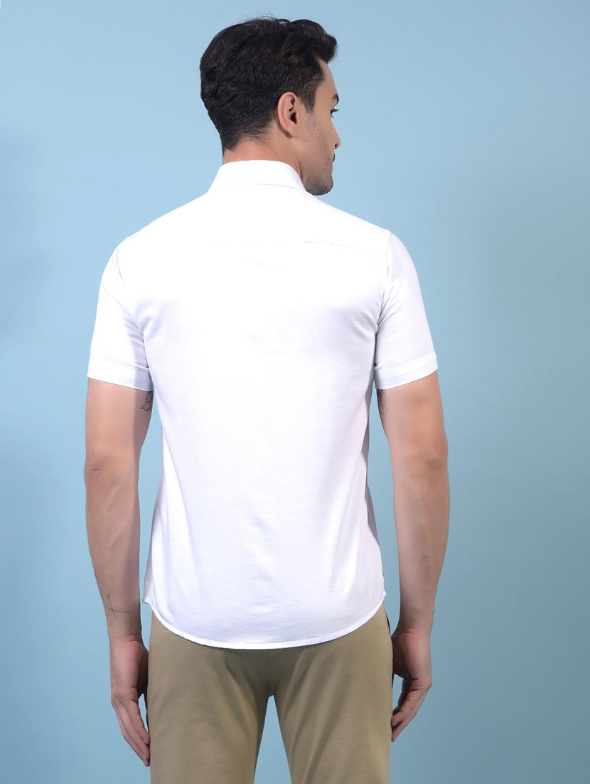 men solid short sleeve slim fit casual shirt - 21956840 - Standard Image - 3
